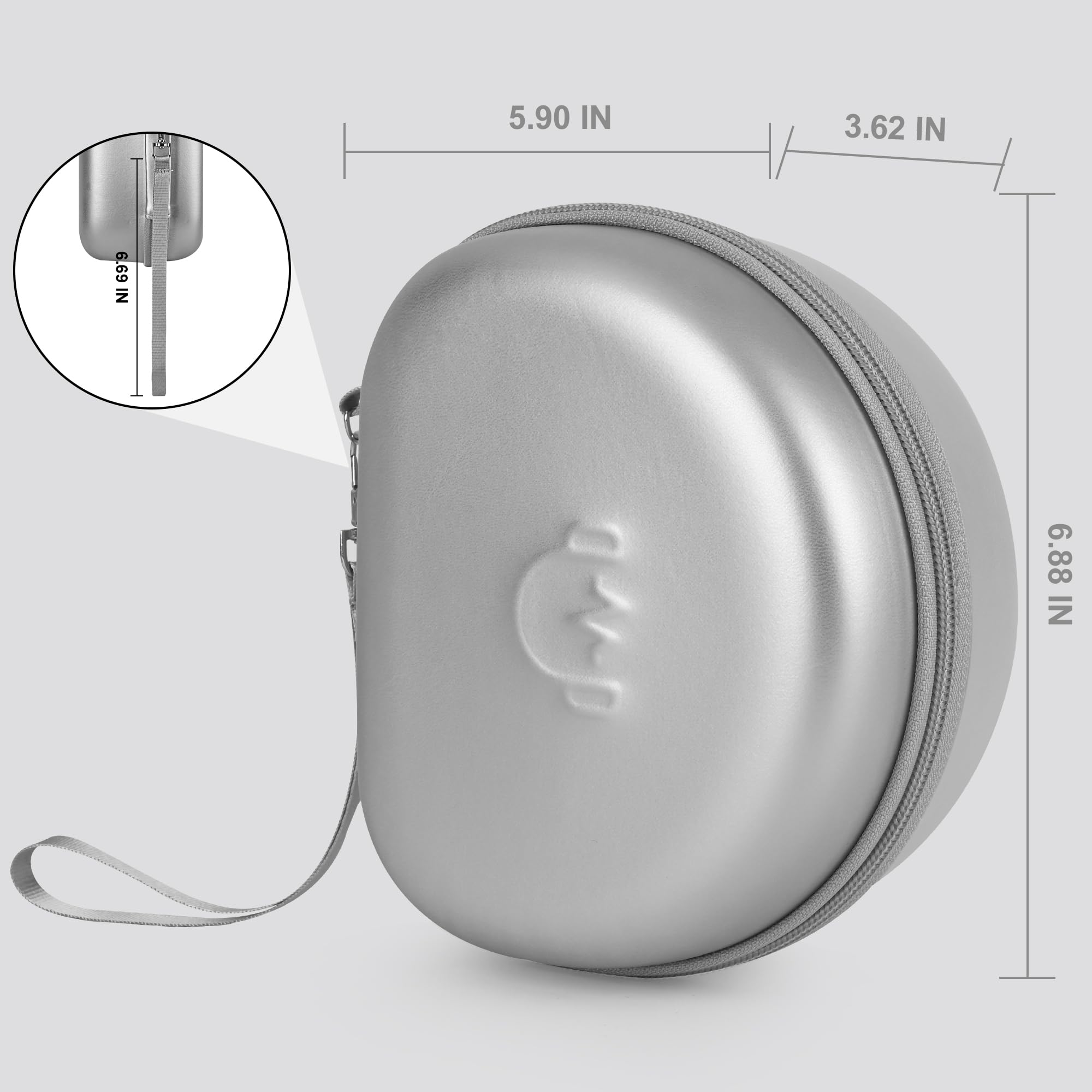 Funda rígida para auriculares JLab JBuds Lux ANC/Raycon The Everyday, color plateado | Funda de transporte plegable para auriculares sobre la oreja, bolsillo de malla, carcasa rígida de EVA