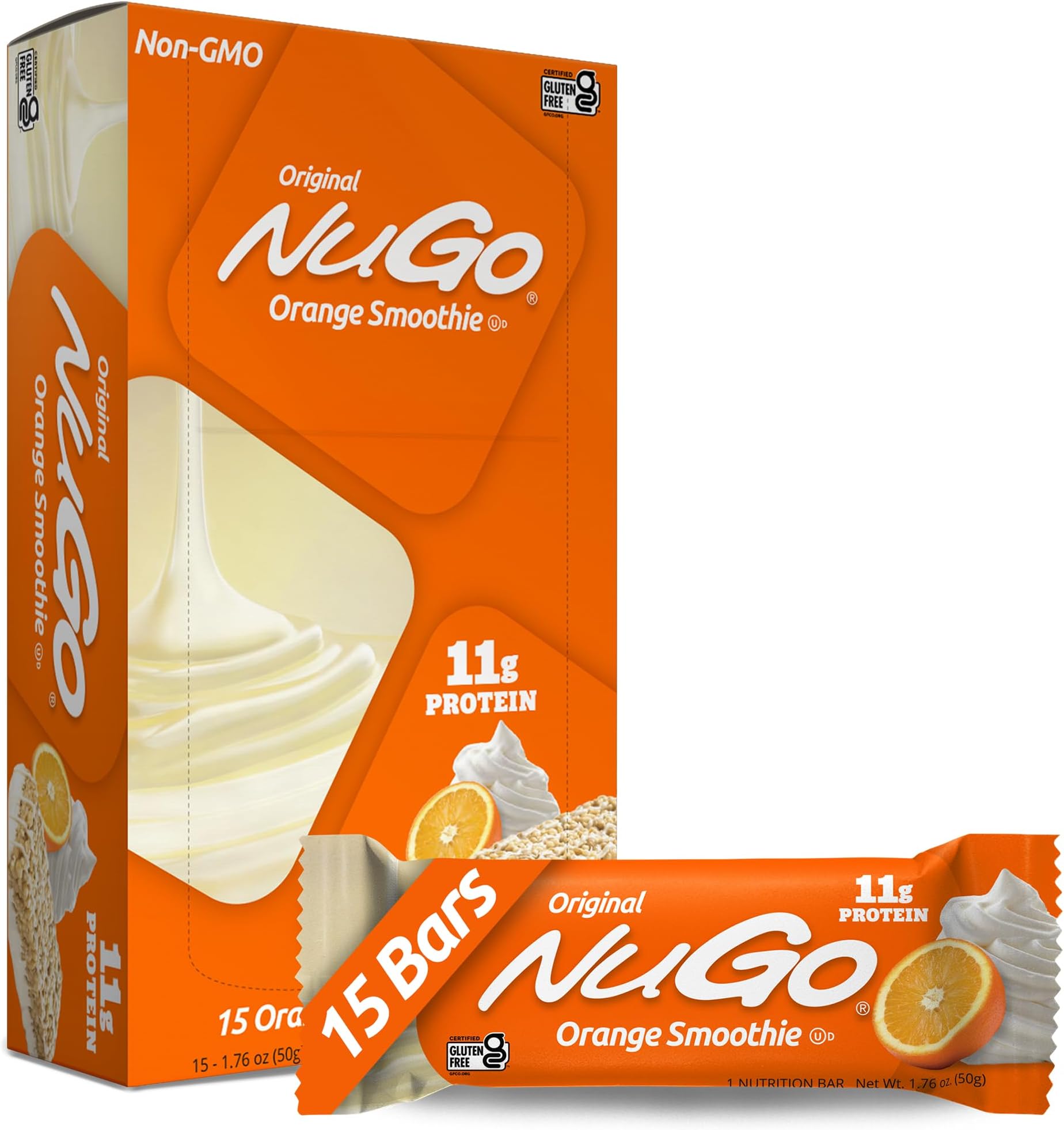 Protein Bar, Orange Smoothie, 11g Protein, Gluten Free, 15 Count