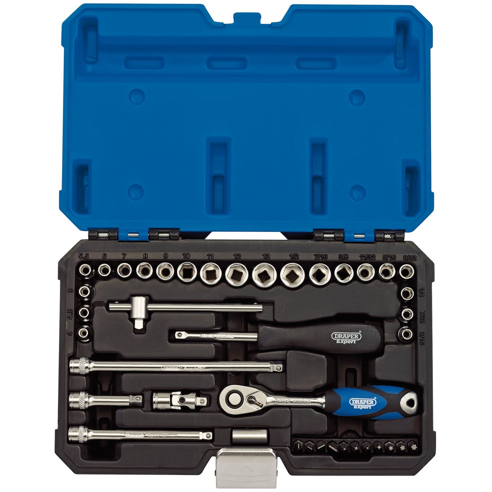 Draper Expert 16445 1/4"" Sq. Dr. Combined MM/AF Socket Set (40 Piece)