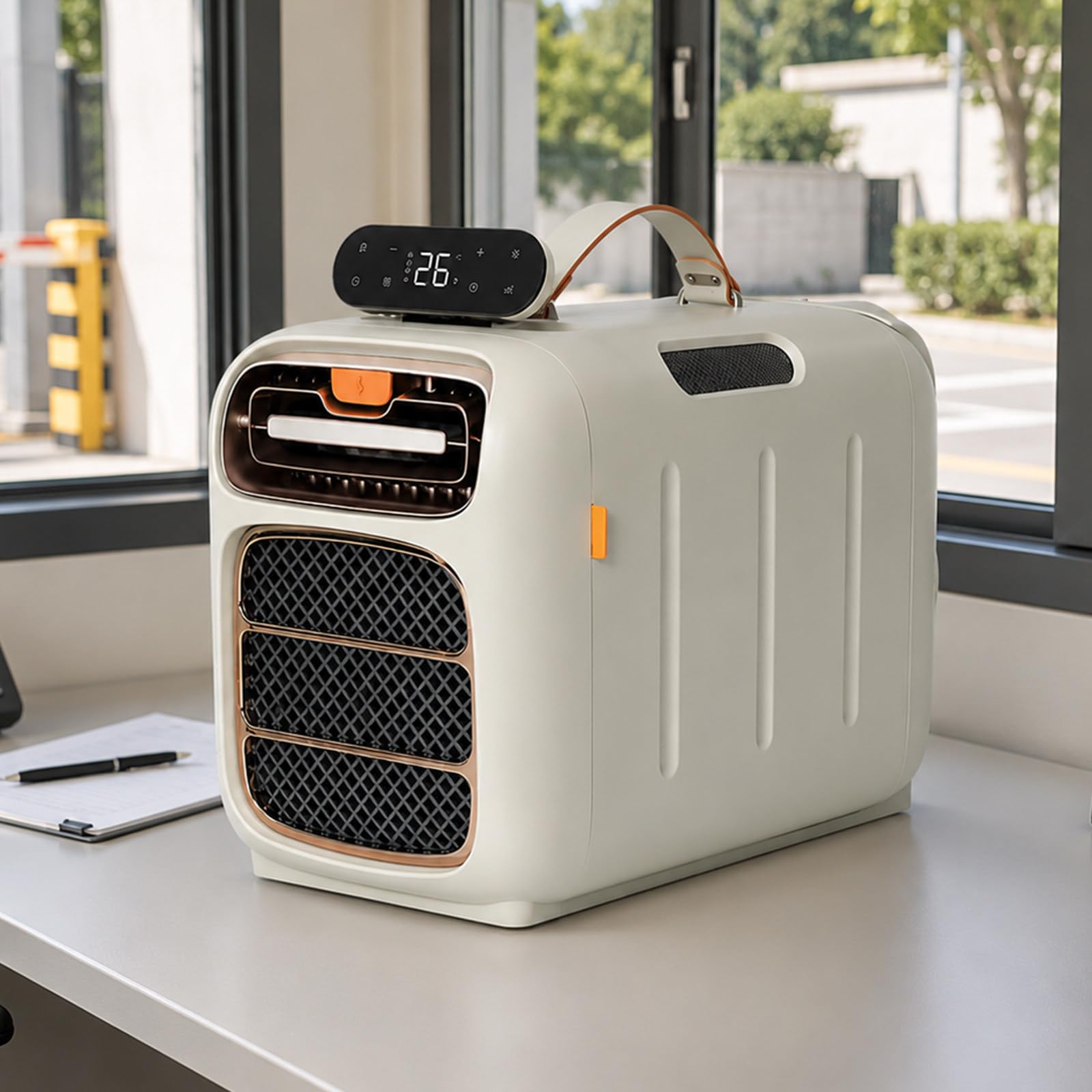 pealiritansemen Compact Portable Air Conditioner, 4700 BTU Camping Air Conditioner with Touch Control, Adjustable Timer, Remote, Sleep Mode and Dual-Hose Exhaust for Tent, RV and Dormitory