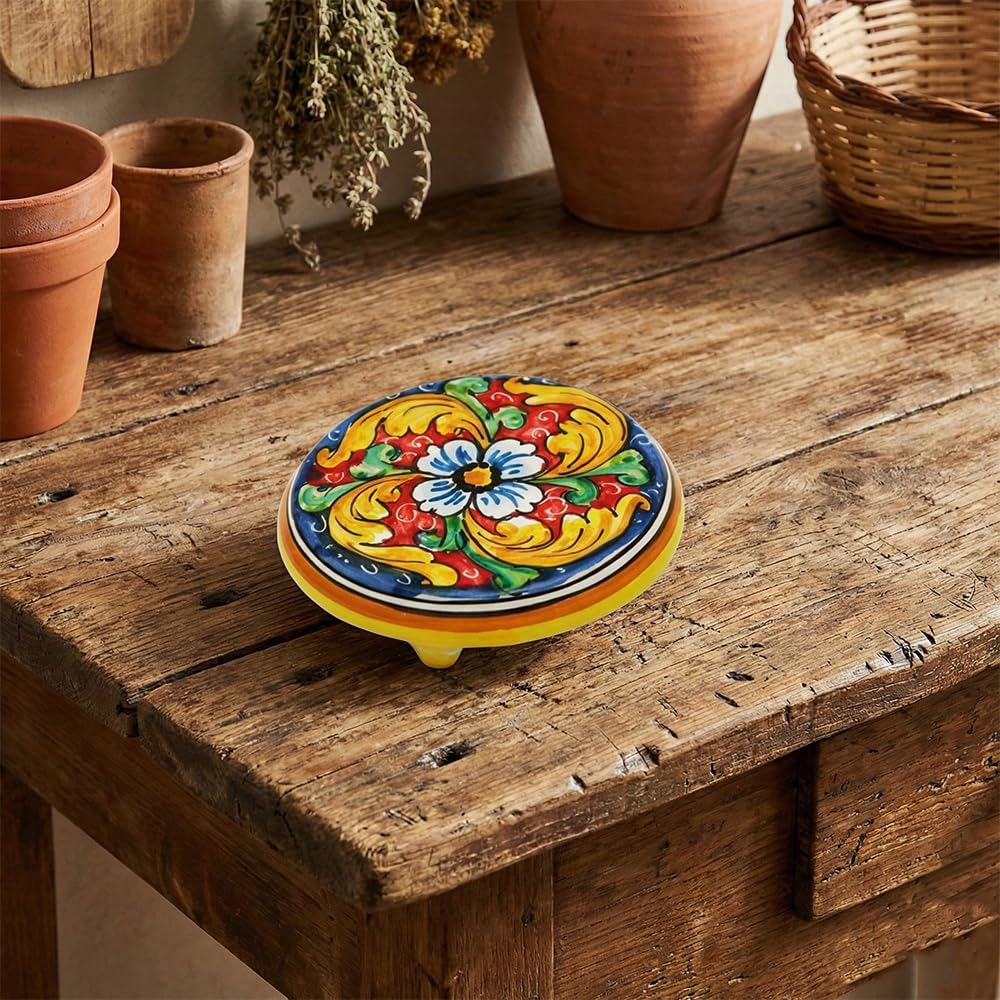 Porta cafetera de cerámica siciliana pintado a mano para cocinas exclusivas