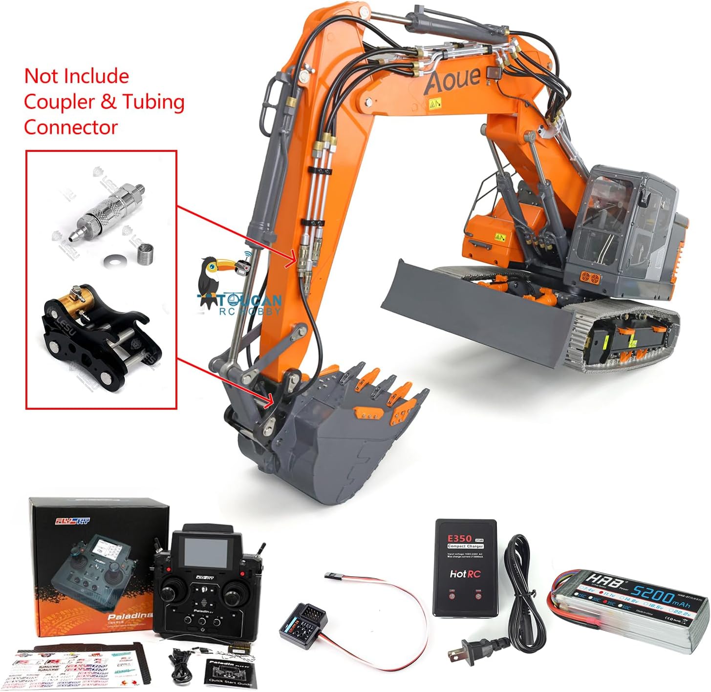 TOUCAN RC HOBBY LESU Assembled 1/14 Metal Aoue ET26L Hydraulic RC Excavator PL18EV Valve ESC GPS