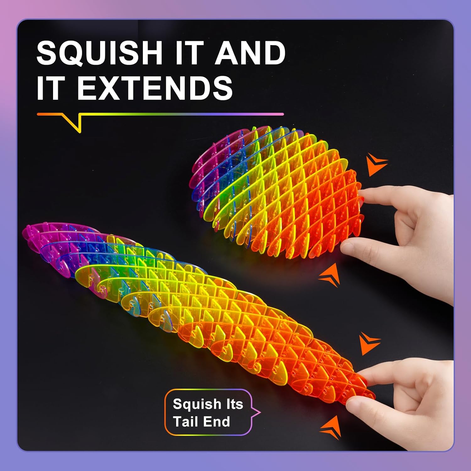 Fidget Worm Toy - Sensory Slug Fidgets for Kids Teens Adults with Autism ADHD, Quiet 3D Flexible Stress Relief Desk Fidget for School Classroom Office, Calm Toys Ages 5-7 8-10 8-12 (Rainbow,Large)