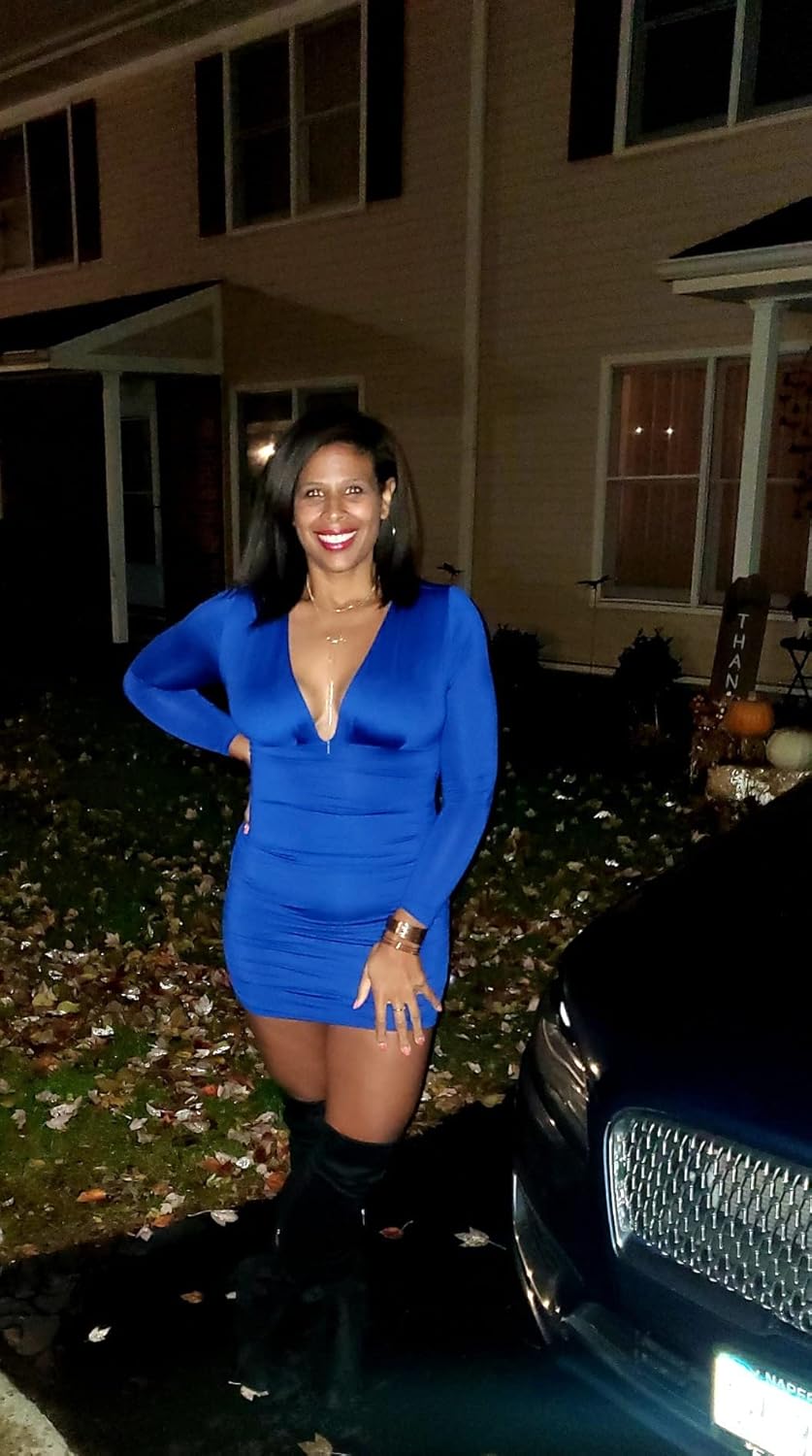 LAGSHIAN Women's Sexy Bodycon Long Sleeve V Neck Ruched Mini Club Dress - Image 4