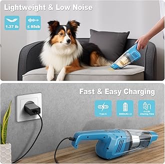 TROIZO Handheld Vacuum Cordless, 14500PA Powerful Suction Hand Held Vacuum Cleaner with Brushless Motor, Rechargeable and Portable Car Vacuum Cleaner with Multi Accessories for Home Office Car Pet