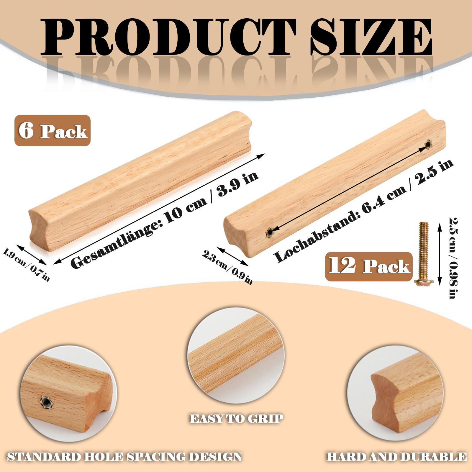 qhklew 6 Pcs Wooden Drawer Pulls Cabinet Handles, Wooden Cabinet Handles - Image 2