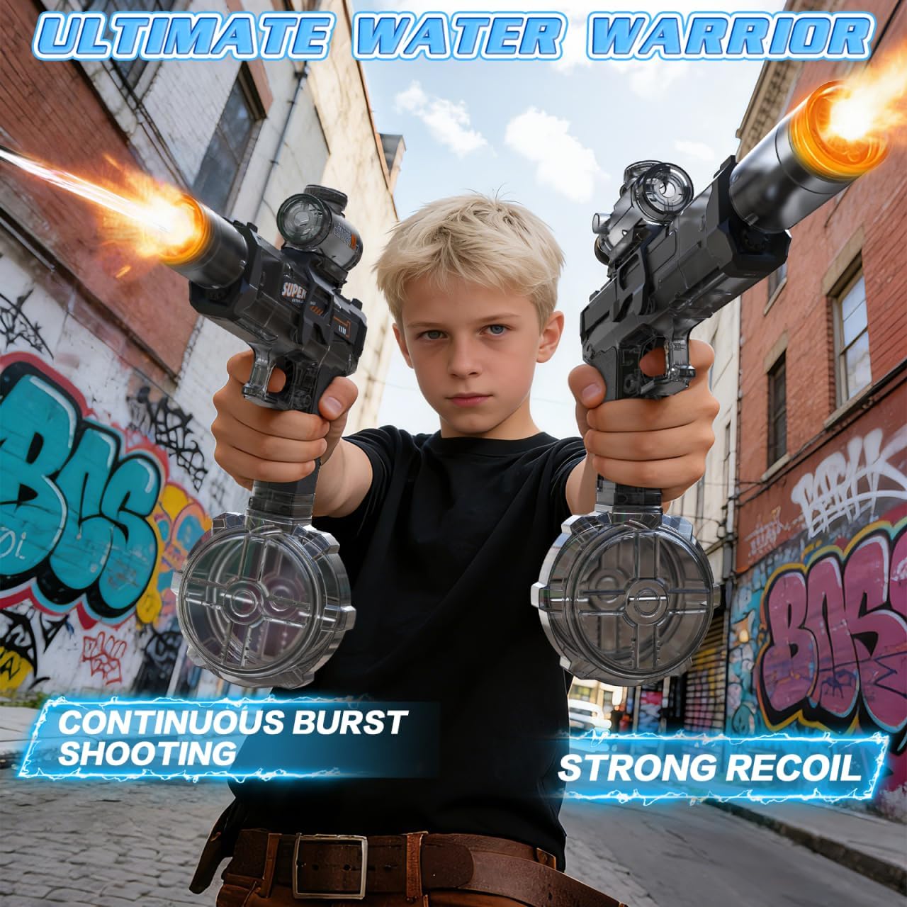 Handwell Electric Water Gun for Adults Kid, Led Light-Automatic Squirt Water Gun, Large Capacity Ultimate Water Blaster 23-33 FT Long Range, Summer Outdoor Toys, Beach Swimming Pool Water Fighting Toy