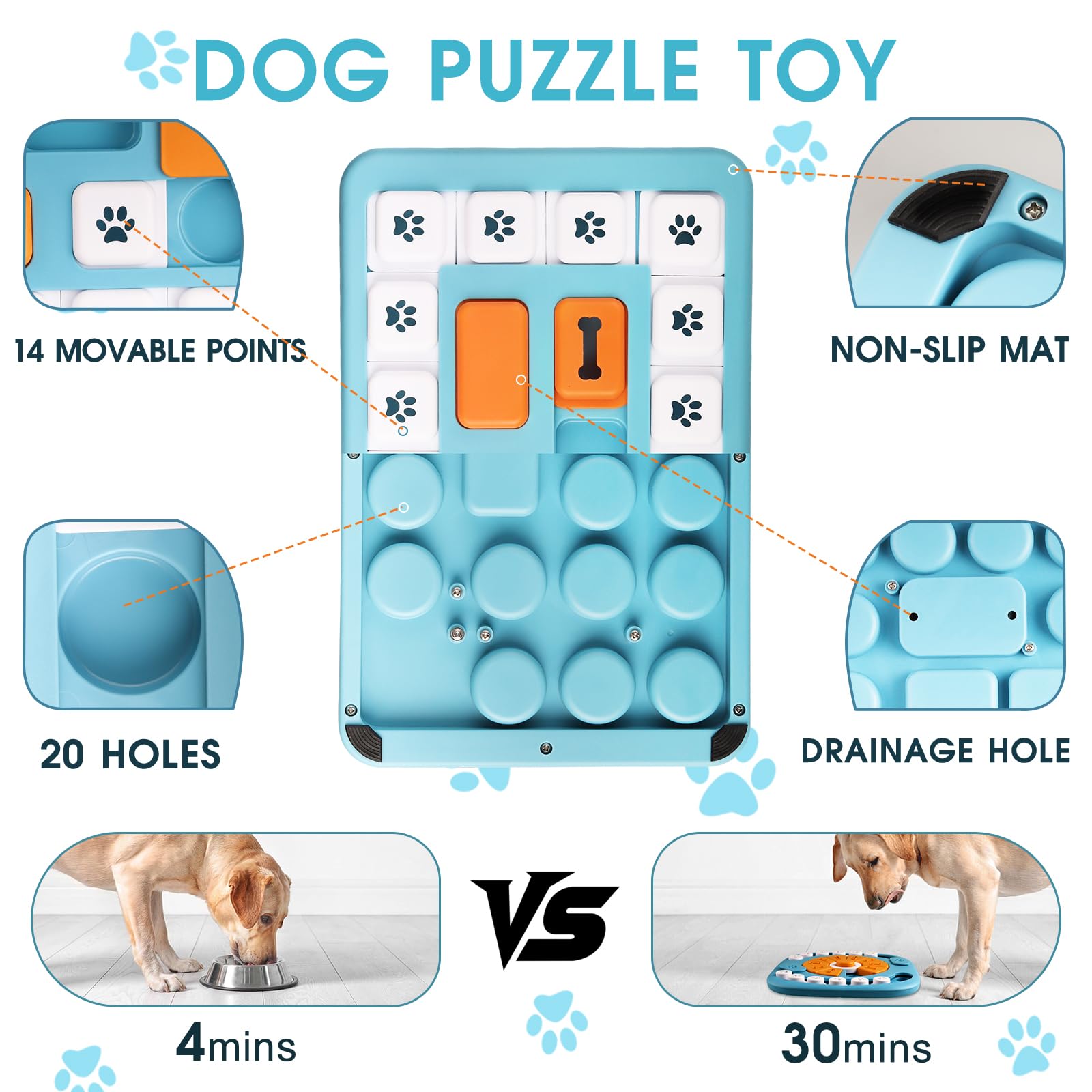 YETEE Interactive Dog Puzzle Feeder, Treat Dispenser Dog Puzzle Toys with Squeaker & Non-Slip - Image 3