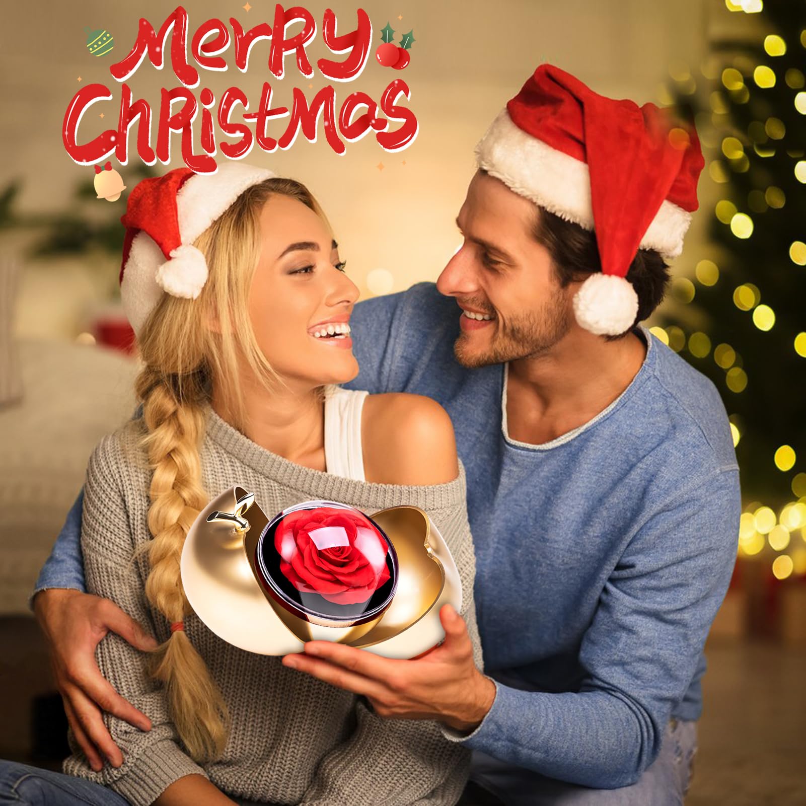 goldmiky Rosa Eterna con Collana, Rosa Stabilizzata Rossa Cofanetto,Fiori Eterni con Collana Cuori Regalo, per Idea Regalo Donne la Moglie a Natale,San Valentino,Festa della Mamma