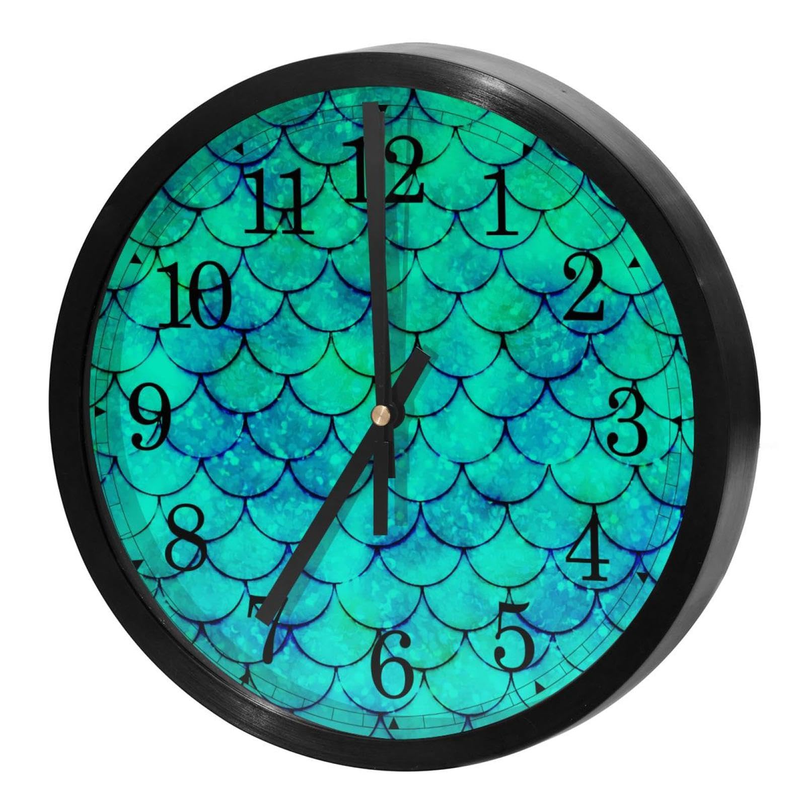 Horloge murale silencieuse à quartz poétique écailles de sirène pour embellir le quotidien