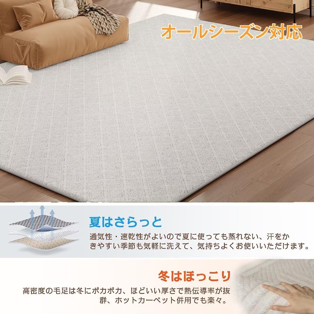 Amazon | ラグマット センターラグ 140x160cm 洗える 滑り止め付 防