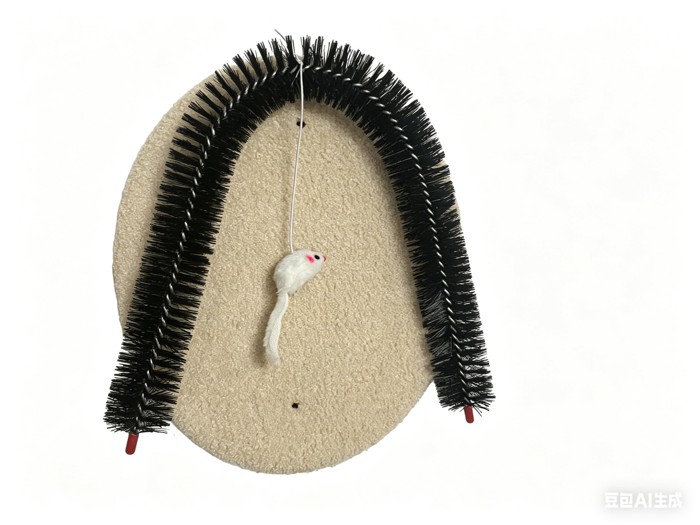 Katzenbogen-Pflegebürste, Selbstpfleger mit Kratz-Pad, Reibepfosten und Spielzeug mit Mini-Maus, Haustierkratzer, Fellmassagegerät, Katzengesichtskopf, selbstpflegende Bürste für Kätzchen, kleine