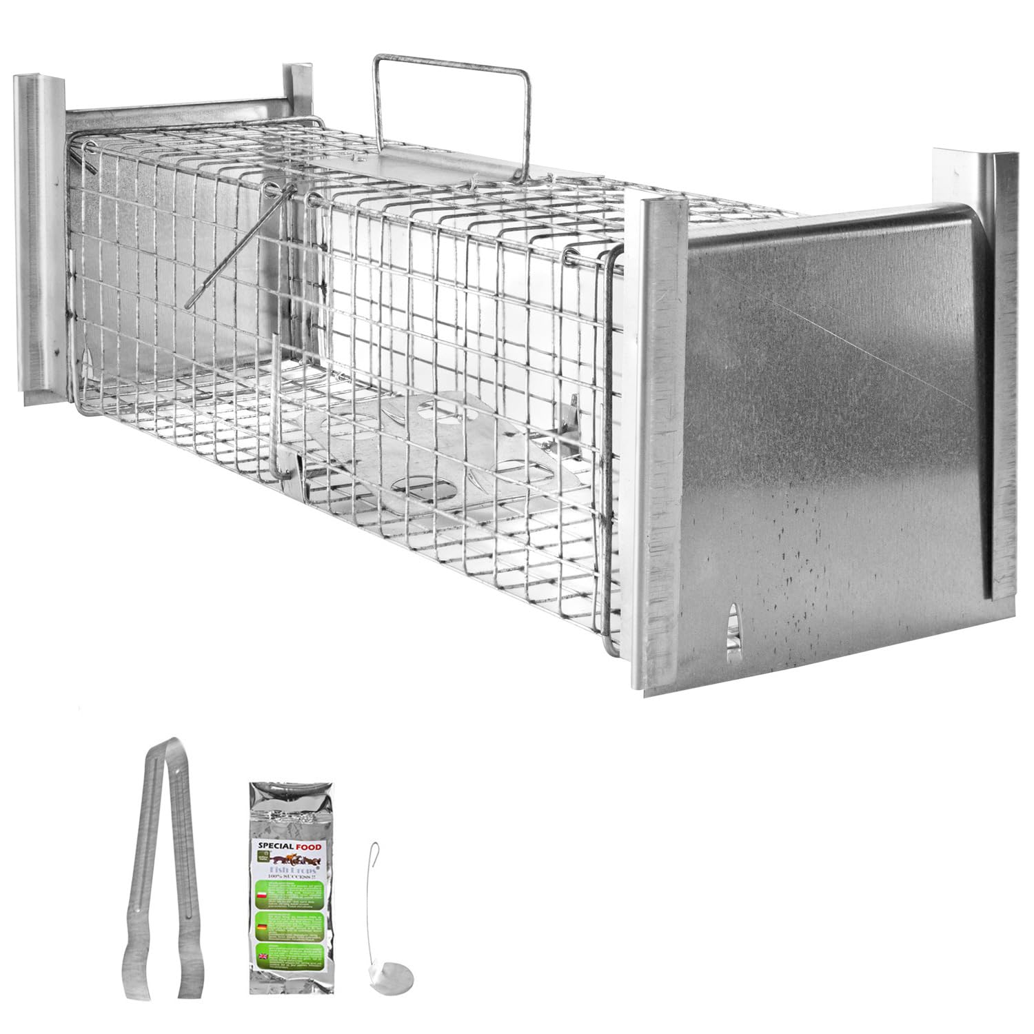 Petigi Animales Humane Trampa Jaula Captura Ratones Ratas Conejos Topos Martas Castores Tejones, Dimensiones/Modelo:Trampa Animales pequeños 9 (65 x 17 x 17 cm)
