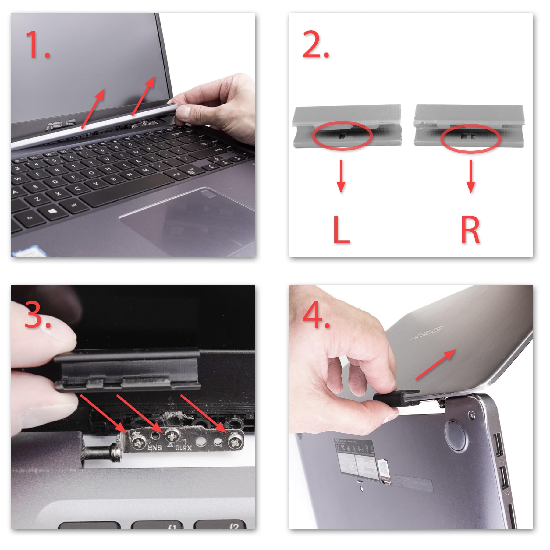 Kit di riparazione per notebook ASUS S510U S15 S510UA S5100U X510U X510UA A510U (cover superiore, cover schermo, cerniere)