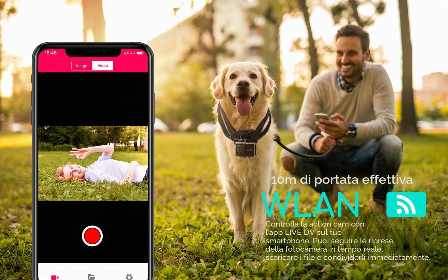 COOAU Action Cam 4K60 fps 64MP WiFi touch screen con microfono esterno, fotocamera subacquea 40 m Type-C EIS stabilizzazione 170° Action Camera 2 x 1350 mAh batterie/accessori