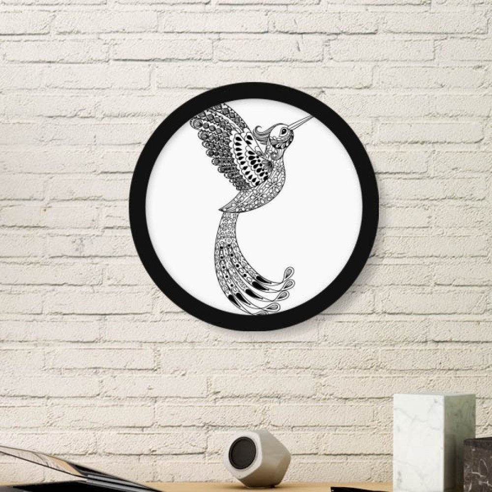 Peinture oiseaux longue plume : tableau rond haut de gamme cadre noir