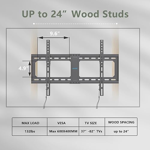 Miniatura 5 de USX STAR Soporte de pared inclinable para televisores de 37 a 82 pulgadas y soporte de TV inclinable para TV de 26 a 60 pulgadas, soporte de TV de