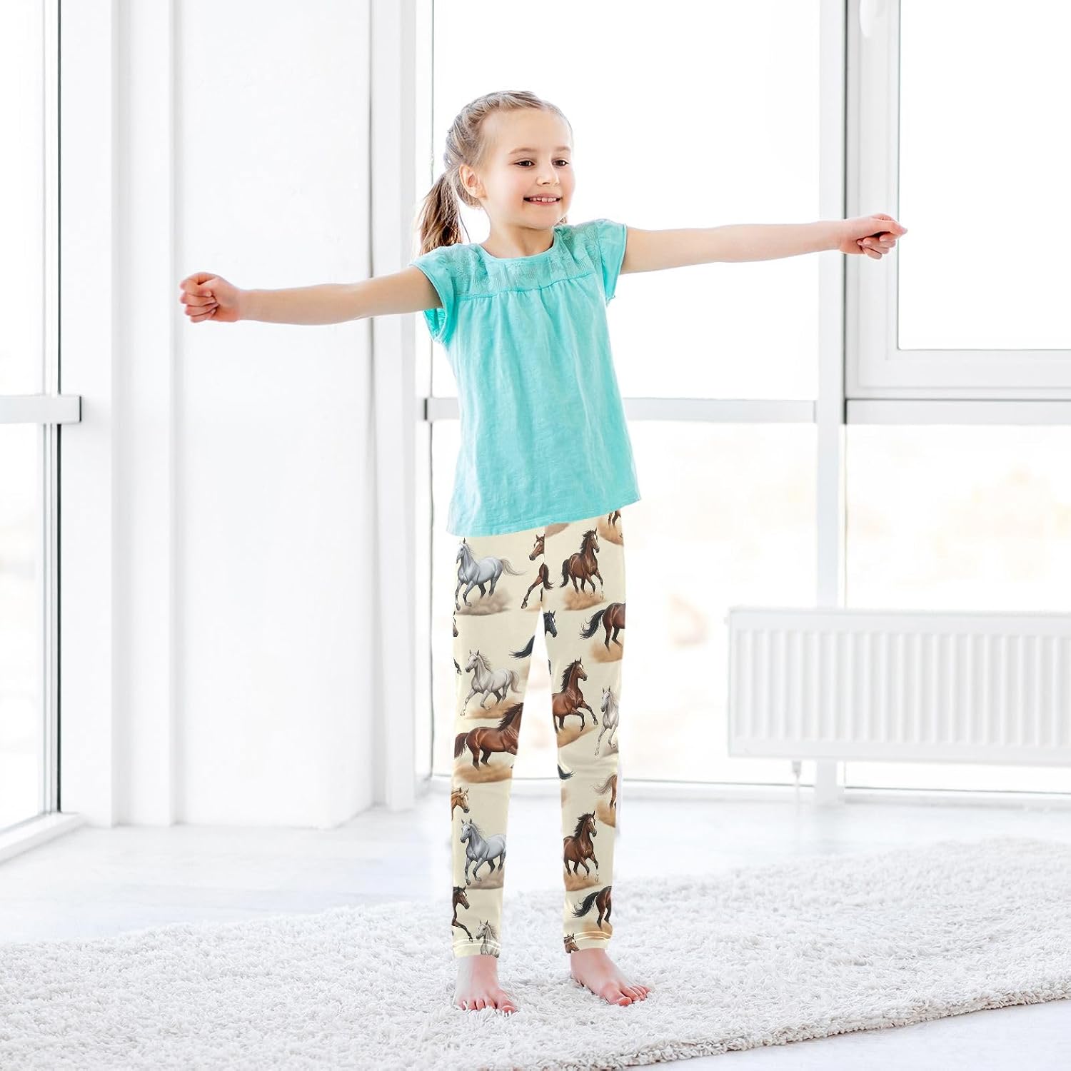 GAIREG Printed Girls Leggings Running Horses