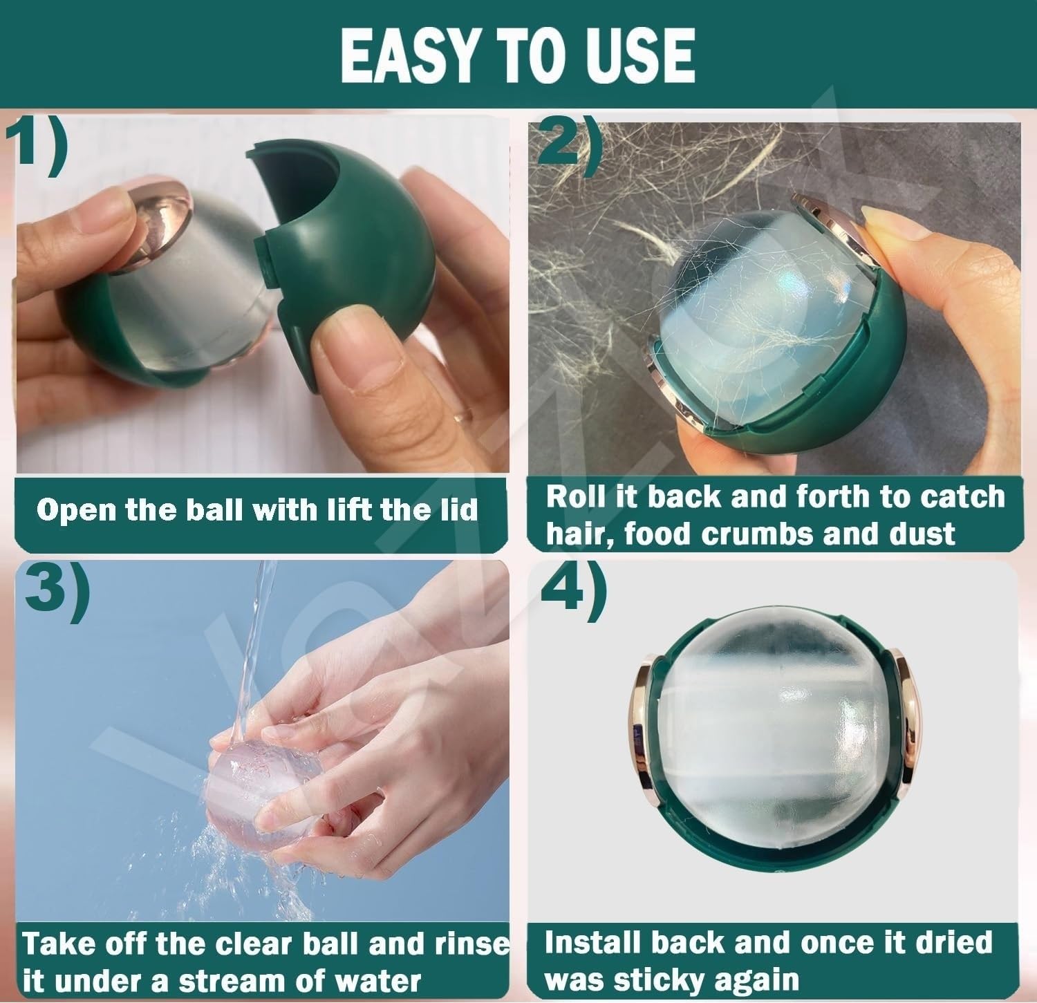 Lint Roller Ball β Sticky, Reusable & Washable Portable Lint Remover for Clothes, Dust, Pet Hair & Fur, Multicolor Gel Lint Roller 4
