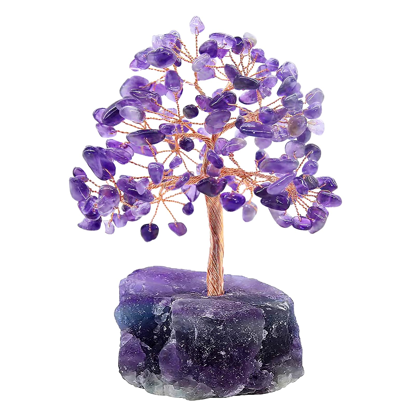 Vegena Amethyst Crystal Tree, Quartz Crystal Tree with Gemstones Base, Natural Healing Crystal Feng Shui Gemstone Money Tree, Amethyst Ornaments for Home Decor Wealth Good Luck(12cm H)