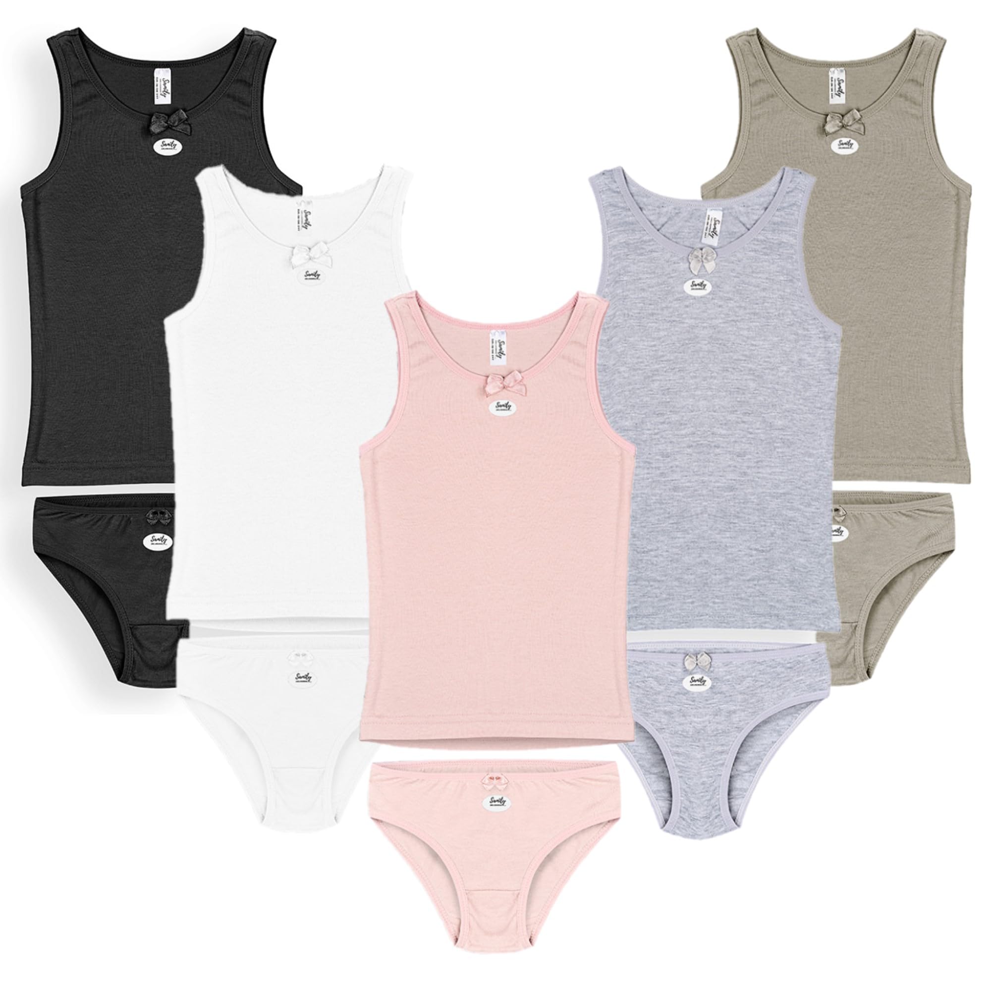 SAMILY Mädchen Unterhosen Unterhemd Set 10er Pack bequeme Unterwäsche Baumwolle