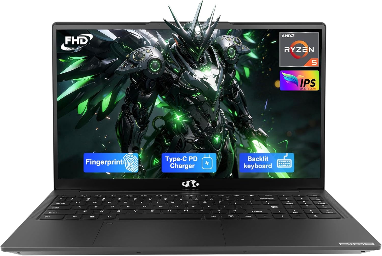 NIMO 15.6'' IPS FHD-Laptop, 32GB RAM 1TB SSD AMD Ryzen 5(Beat i5-1135G7, 4 Cores Up to 3.7GHz) Student Computer with 65W Type-C, 2 Years Warranty, Fingerprint, Backlit Keyboard, BT5.2, for Home