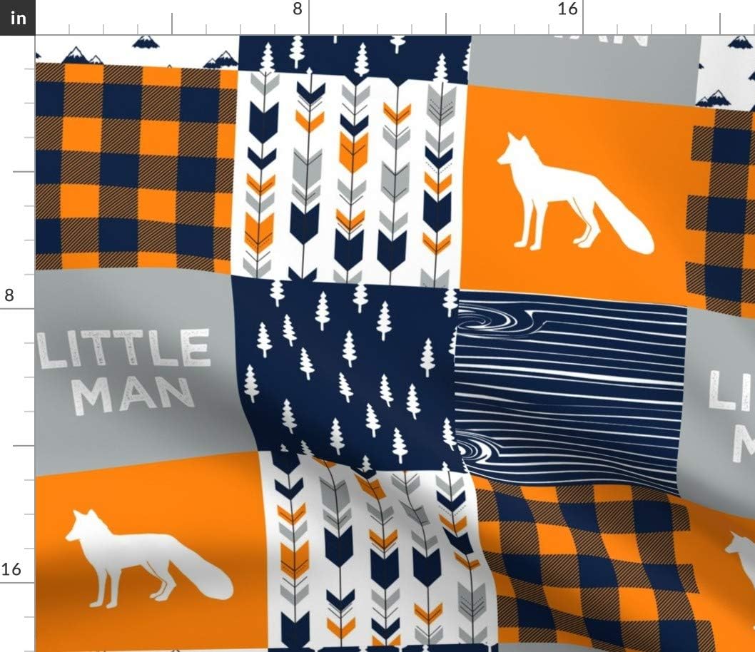 Spoonflower Fabric - Patchwork Wholecloth Orange Navy Fox Arrows Little Man Trendy Printed on Petal Signature Cotton Fabric by The Yard - Sewing Quilting Apparel Crafts Decor