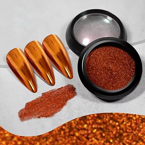 Miniatura 10 de Espejo holográfico dorado cromado polvo para uñas efecto brillantina, lentejuelas de polvo metálico, gel UV, pigmento de polvo cromado para uñas
