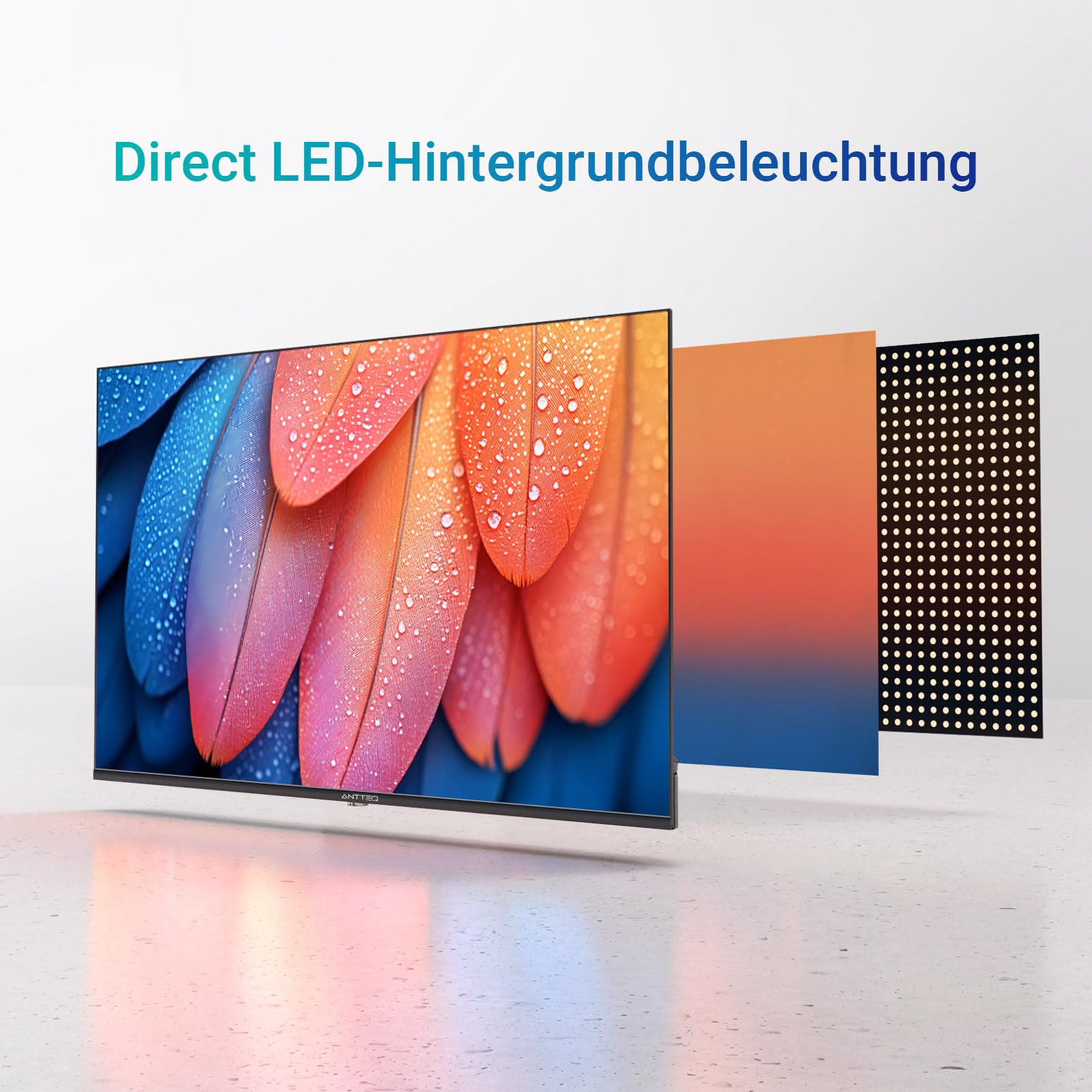 Antteq E32-AH1Q1L Fernseher 32 Zoll (TV 81 cm) LED TV, HD, Triple Tuner (DVB-T2/S2/C), mit HDMI USB-Media Player, Hotelmodus, Dolby Audio（Essencial Series）
