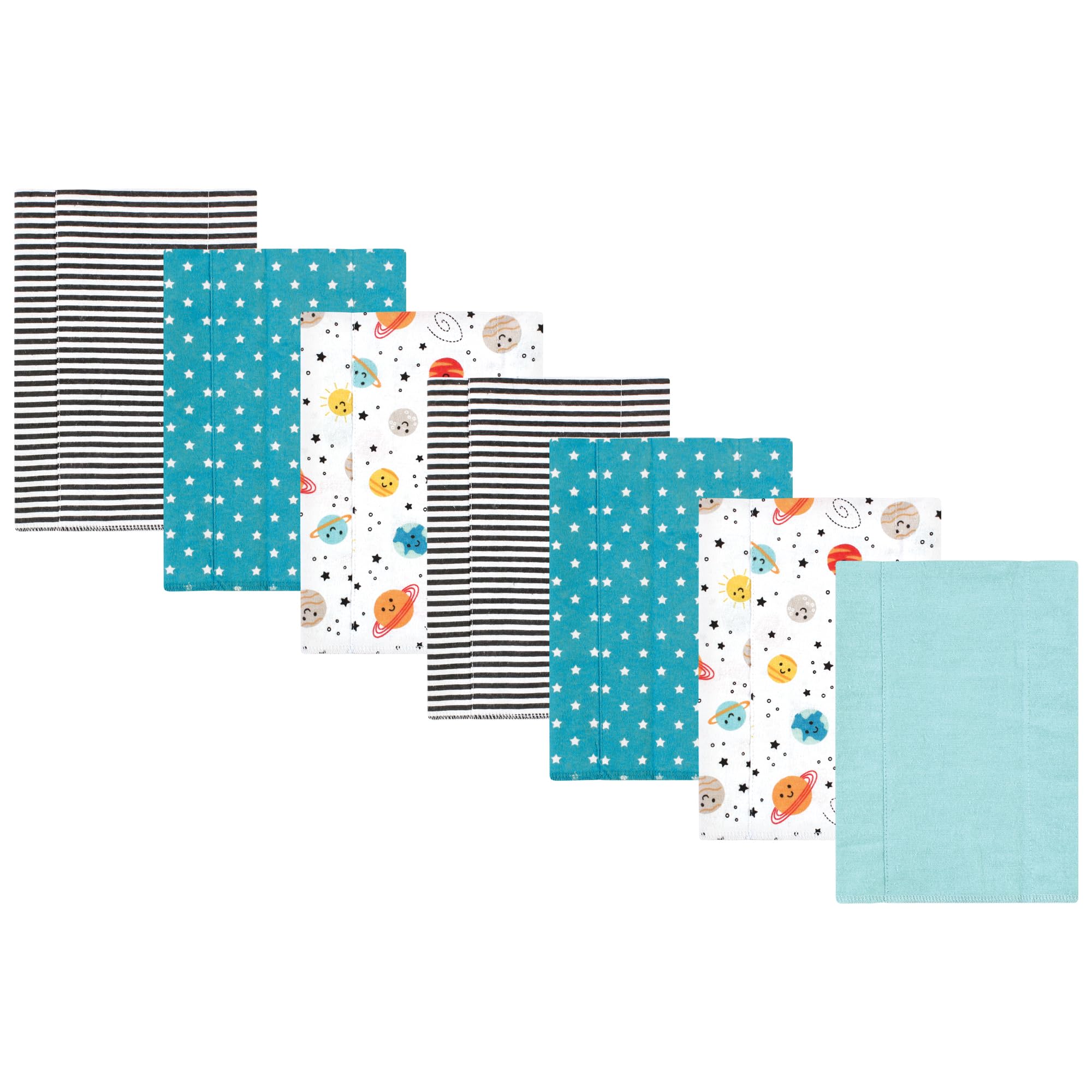 Luvable Friends Hudson Baby Flannel Burp Cloths 7pk, Planets