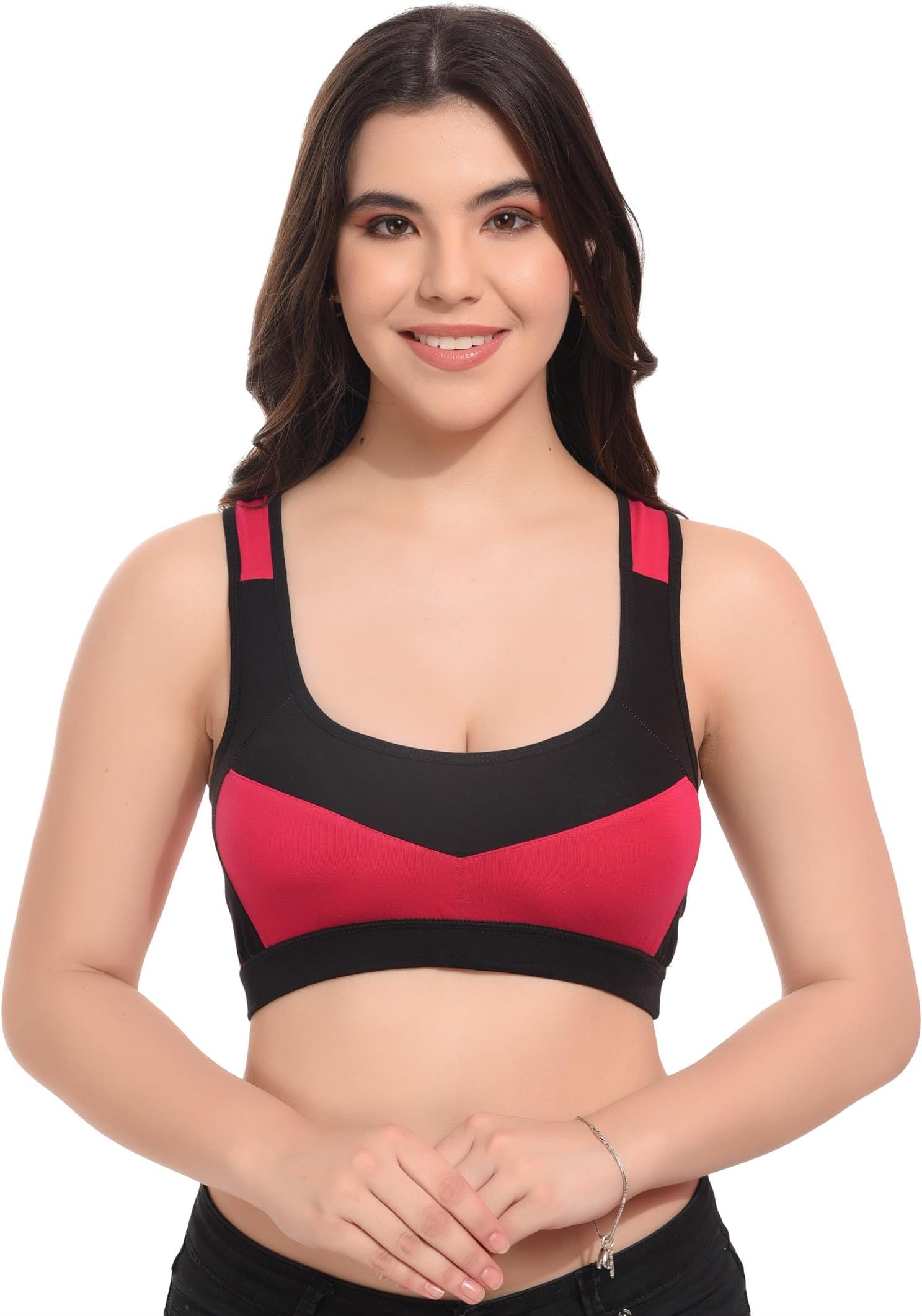 LILYSILKWomen's Padded Gym Active Sports Bra with Removable Pads/Detachable Pads, Pink, 30