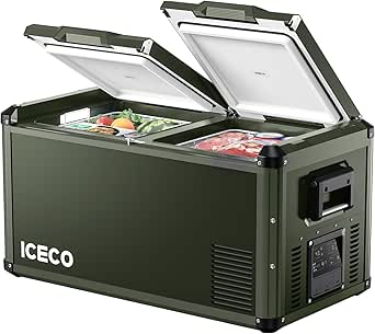 ICECO VL75 ProD 12V Portable Refrigerator and Freezer, 75L Dual Zone Car Fridge with AC/DC Power, Olive Green Edition