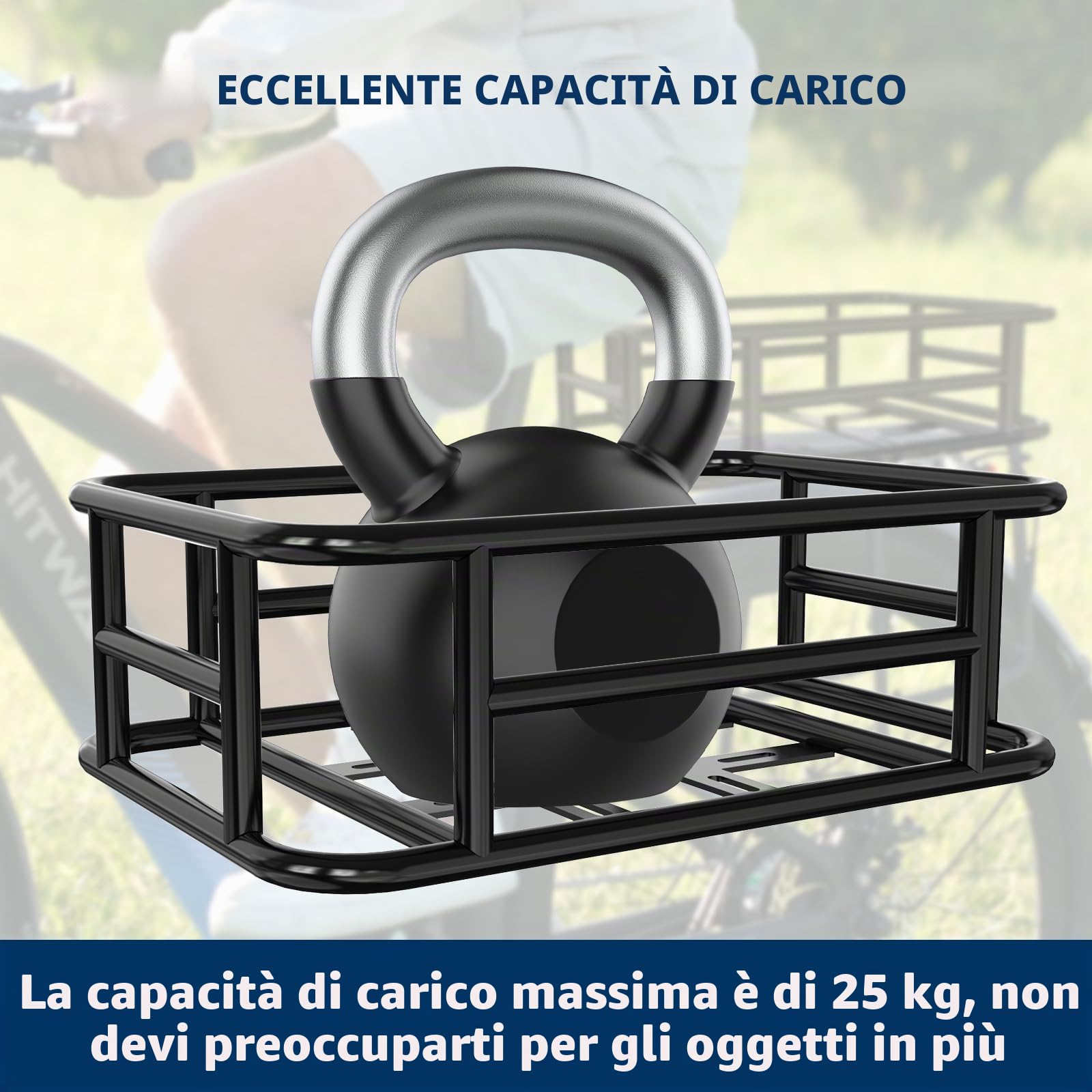 HITWAY Cestino per Bicicletta Posteriore e Anteriore, Cestino Bici Posteriore Fissaggio Incluso, Idrorepellente