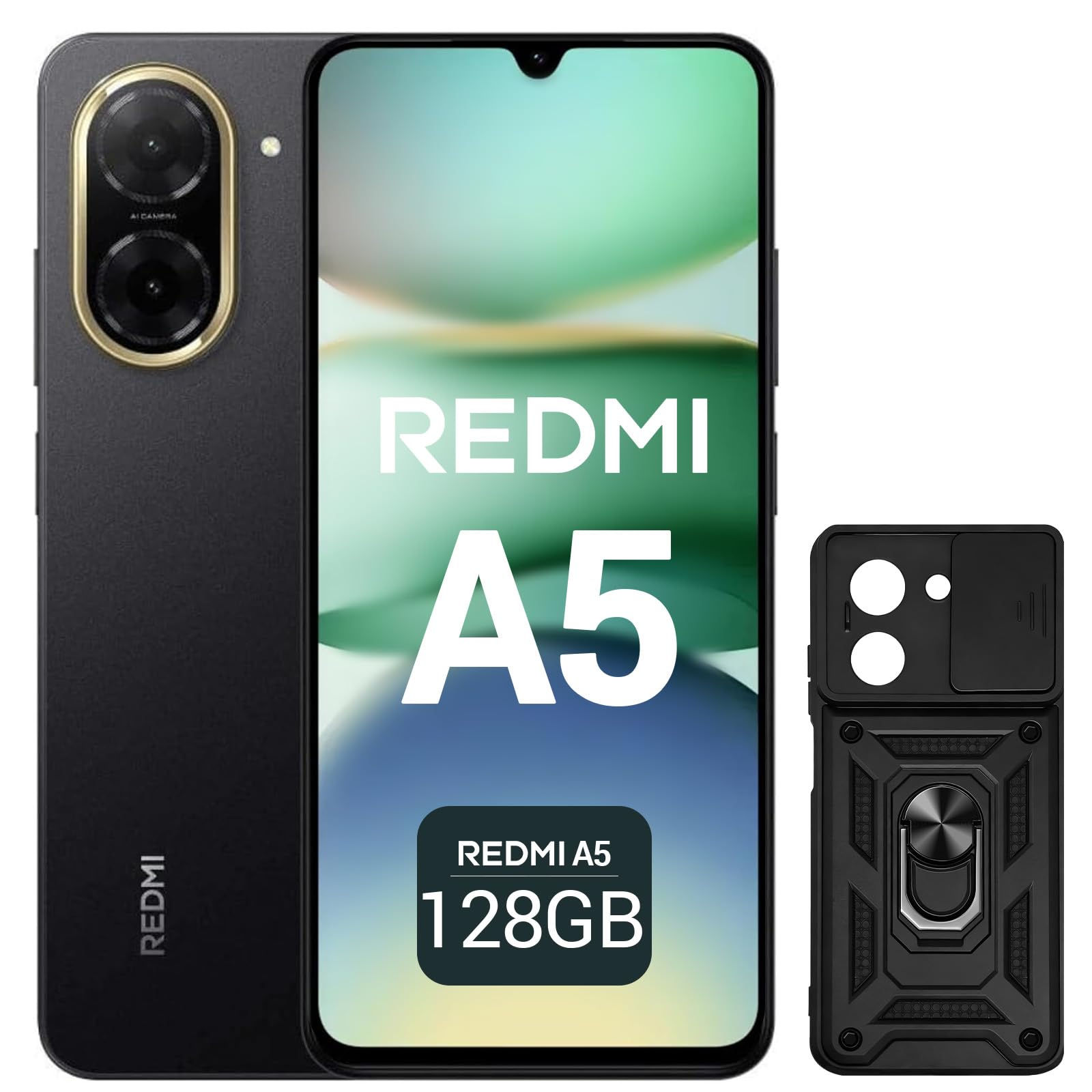 XIAOMI Redmi A5 Smartphone, 6.88" Display 120Hz, 4GB +128GB, Fotocamera AI 32MP, Batteria 5200 mAh, Sensore Impronte Laterale (Nero)