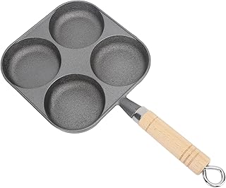 4 Cup Nonstick Omelette Pan Easy Sweep Pan with Wooden Handle Small Egg Pan Split Pan Cooking Method for Frying Dumplings and Steamed Buns