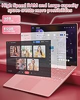 Vista 3 de 15.6“ Rose Gold Laptop with Backlit Keyboard and Fingerprint Reader,16GB RAM 512GB NVMe SSD,Webcam,WiFi 5,BT 4.2,HDMI,USB,Cheap Laptops Computer for