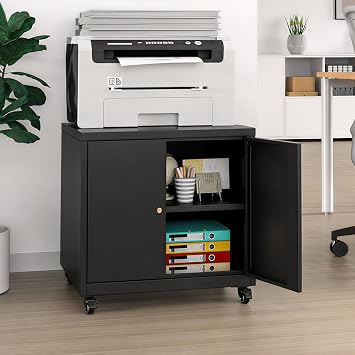 Large Rolling Printer Stand with Storage,Printer Table for Home Office