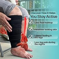 Vista 8 de Envoltura de compresión ajustable para linfedema de pantorrilla para hinchazón, edema, lipedema, circulación, pesadez, dolor, fácil de poner