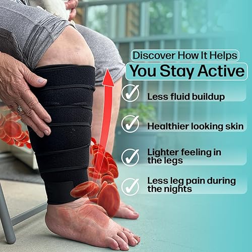 Miniatura 8 de Envoltura de compresión ajustable para linfedema de pantorrilla para hinchazón, edema, lipedema, circulación, pesadez, dolor, fácil de poner