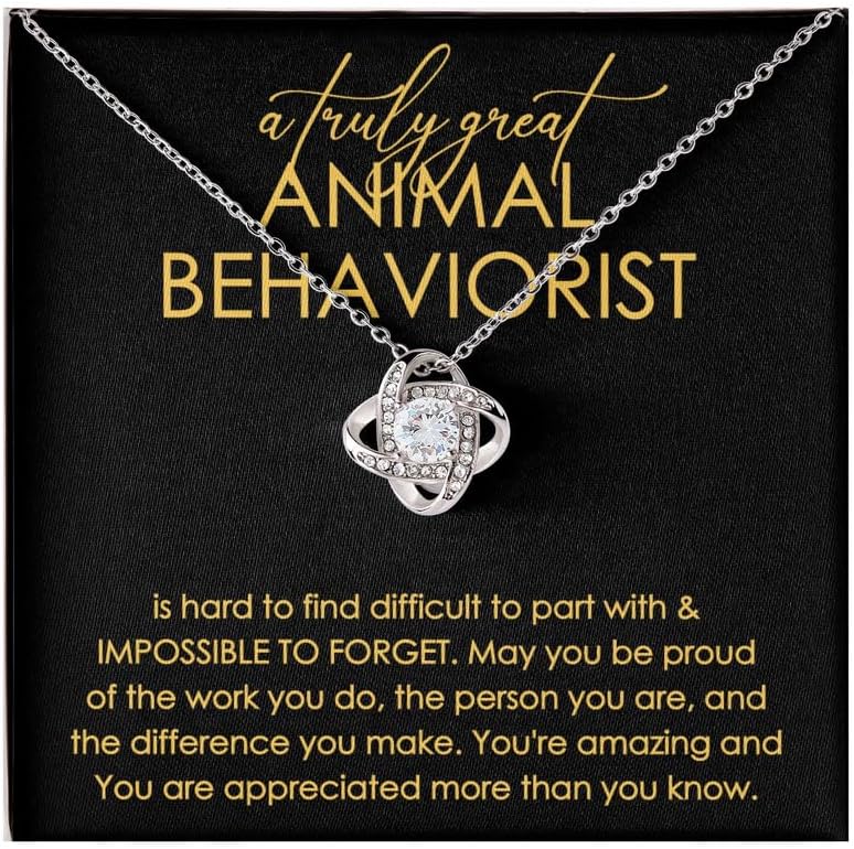 Animal Behaviorist Necklace Message Card Box Love Knot Mahogany - Hard To Find Difficult To Part - Appreciation Veterinarian Groomer Pet Care