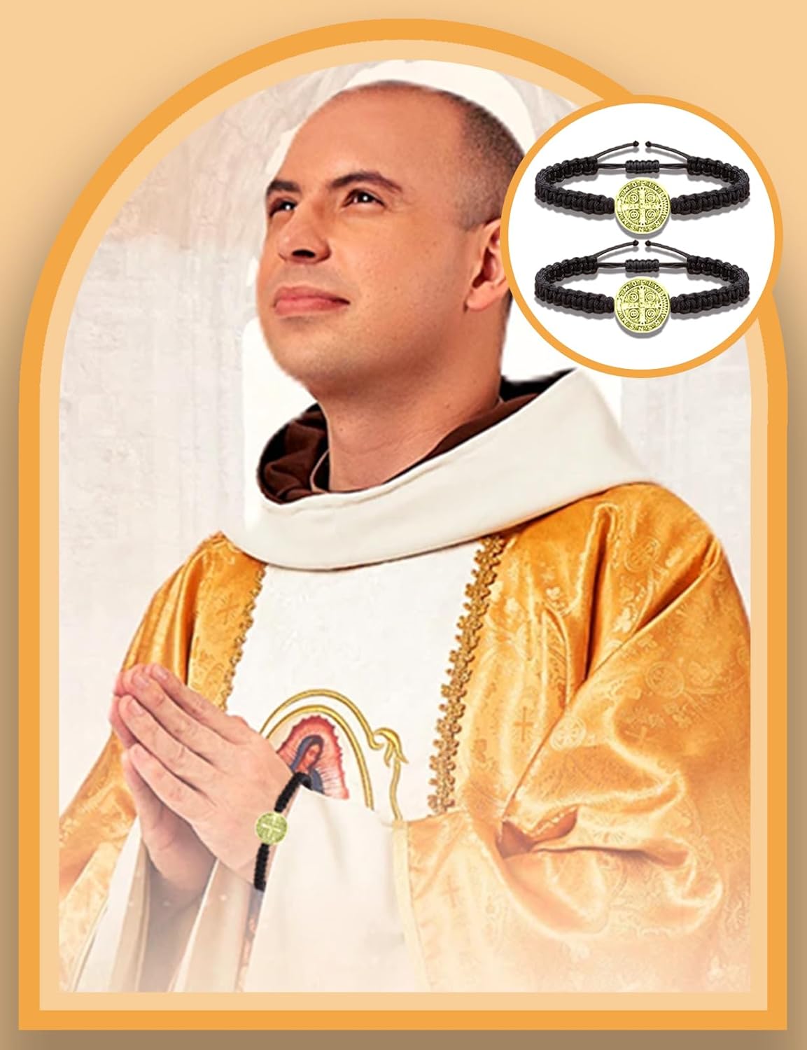 2 PCS Catholic Bracelet San Benito Bracelet Saint Benedict, Medal Adjustable String Bracelets Religious Gifts for Men Women Gifts - Image 3