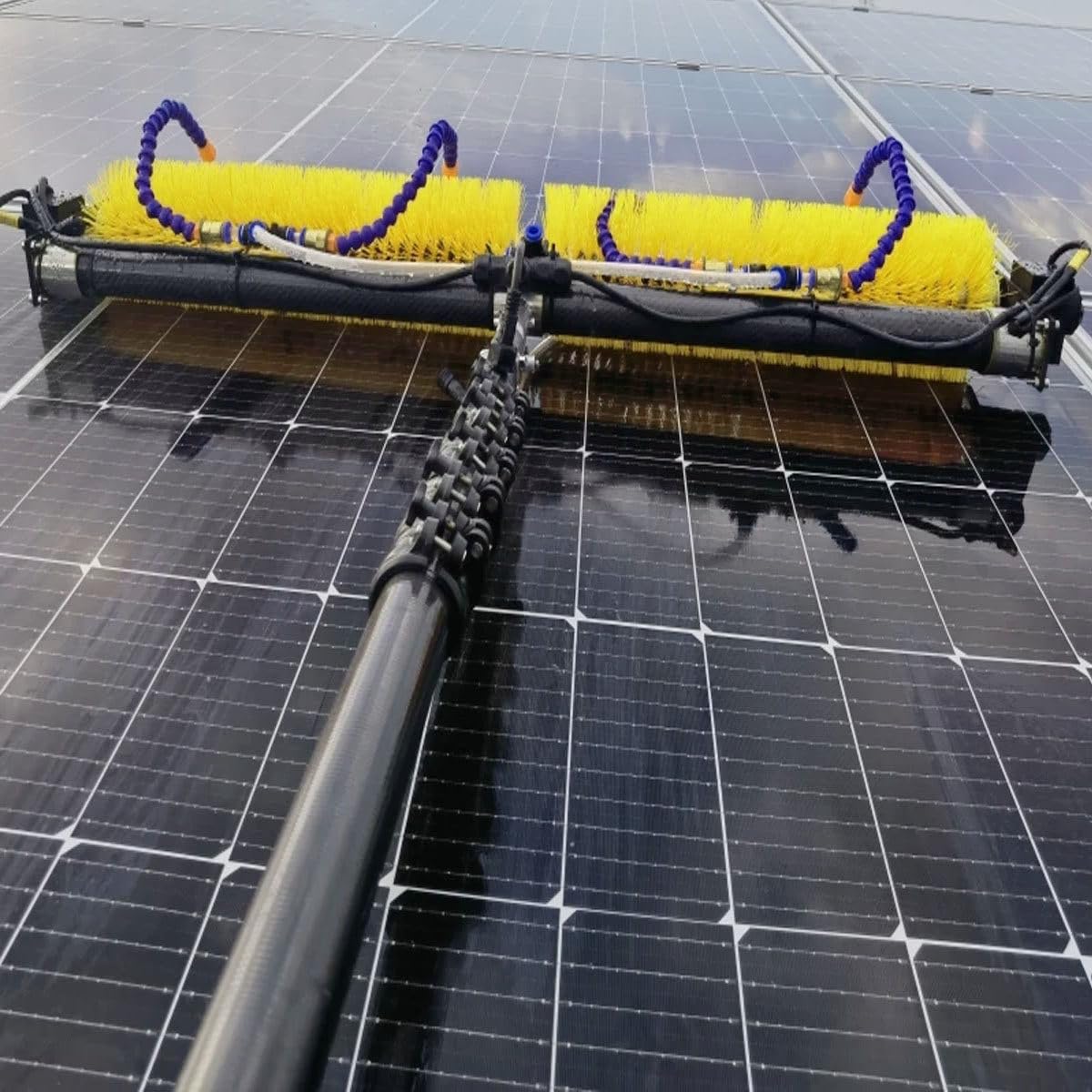 GTHTUHFD Solar Photovoltaic Panel Cleaning Maine, Water Fed Telescopic Pole, 100Cm Long Roller Brush, Window Cleaner Kit, Solar Panel Cleaning Equipment,7M,7m