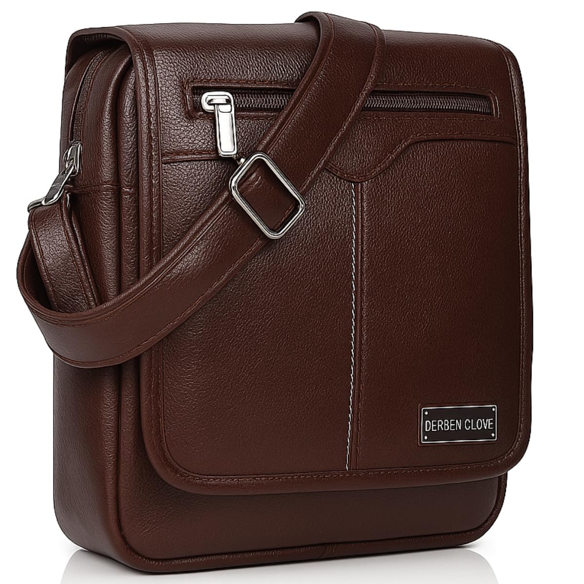 Office Travel Messenger Side Sling Bag | Leather Handbag office side shoulder bag | Stylish handbag daily office going For Men and Women - Brown