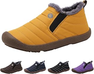 Momolaa Snow Boots for Women NEW Outdoor Fur Lining Winter Shoes Ladies Warm Slip On Boots Cold Weather Boots Anti Slip Lightweight Ankle Bootie Waterproof Warm Hiking Booties