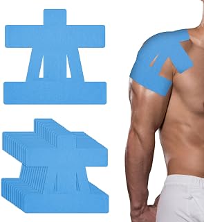 Kinesiology Tape for Shoulder, 12PCS Precut Shoulder Tape for Pain Relief & Support Waterproof Elastic Sports Tapes Skin-Friendly Hypoallergenic Latex-Free Athletic Muscle Tapes for Joint Stability