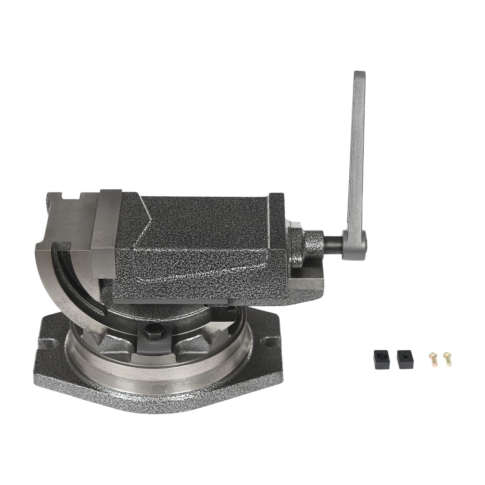 Schraubstock 2-Achsen Kippbar Drehbar Maschinenschraubstock 100mm,0-90°-Standardskala, 360° drehbare Chassis ermöglicht für Schleifmaschinen, Fräsmaschinen, Haus, Werkstatt, Fabrik