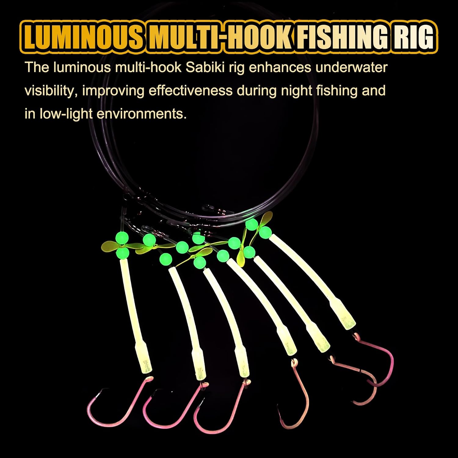 2-Pack Luminous Deep Drop Rigs, Circle Hooks 6/0 8/0 10/0 with Glowing PVC Sleeves, Bottom Fishing Rigs for Tilefish, Snapper, and Grouper