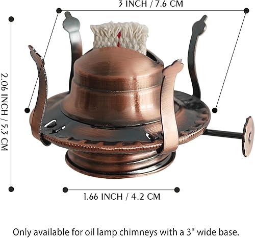 Miniatura 11 de 2 piezas de quemador de lámpara de aceite tamaño #2 chapado en bronce para lámparas antiguas de repuesto de lámparas de queroseno con collar Bronce