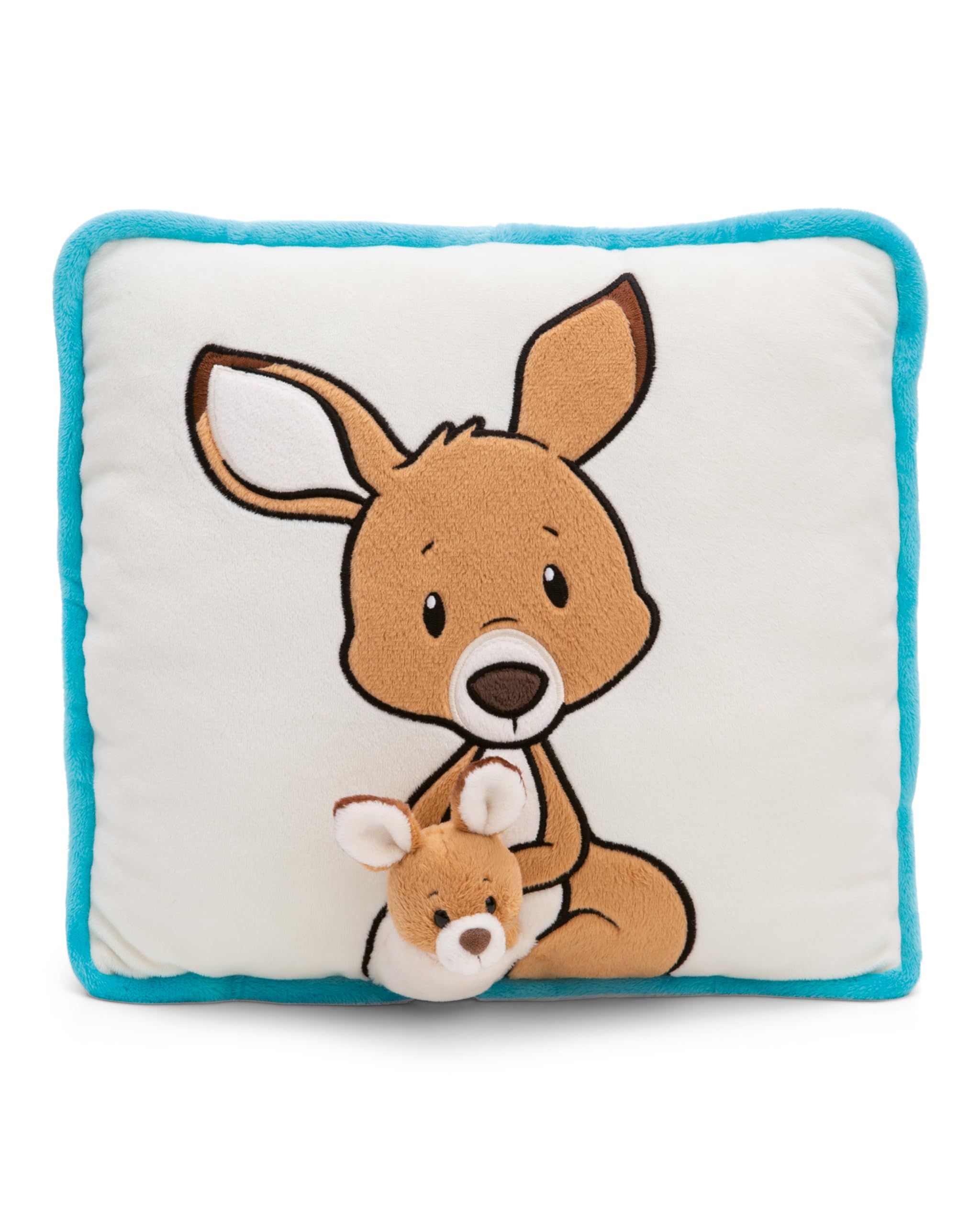 NICI Kissen Känguru mit Kängurubaby 7cm 30x30cm - braun - Flauschiges Kuscheltierkissen für Jungen, Mädchen, Babys und NICI Kuscheltierliebhaber, Kuschelkissen für Zuhause oder unterwegs - 61730