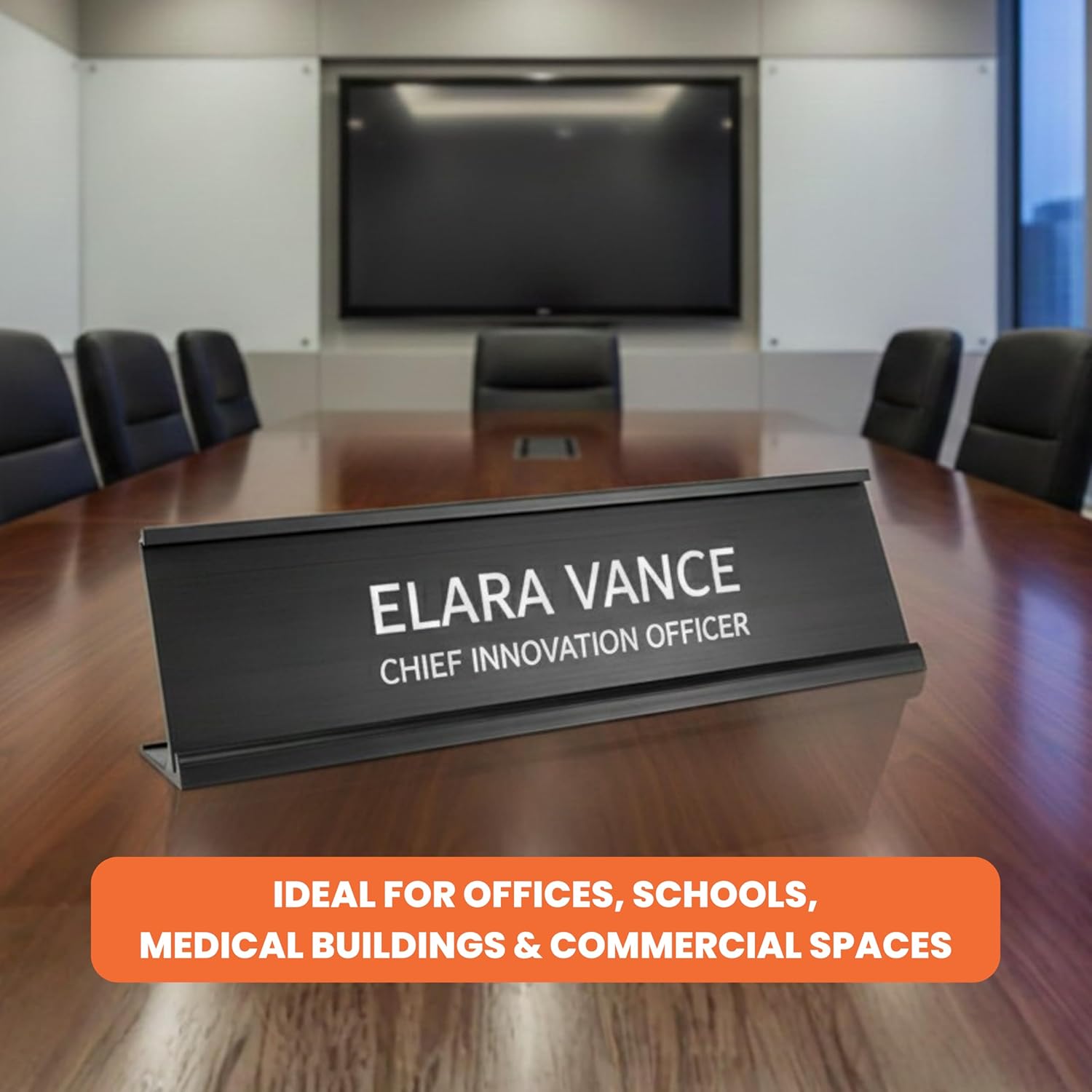 2" x 8" Aluminum Office Desk Nameplate Sign Holder (Rose Gold) 5 Pack